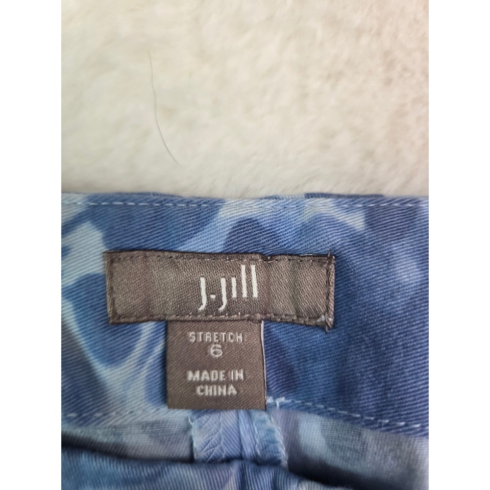 J.Jill Blue Watercolor Floral Straight Leg Stretch Pants Size 6 Side Zip - Picture 3 of 7